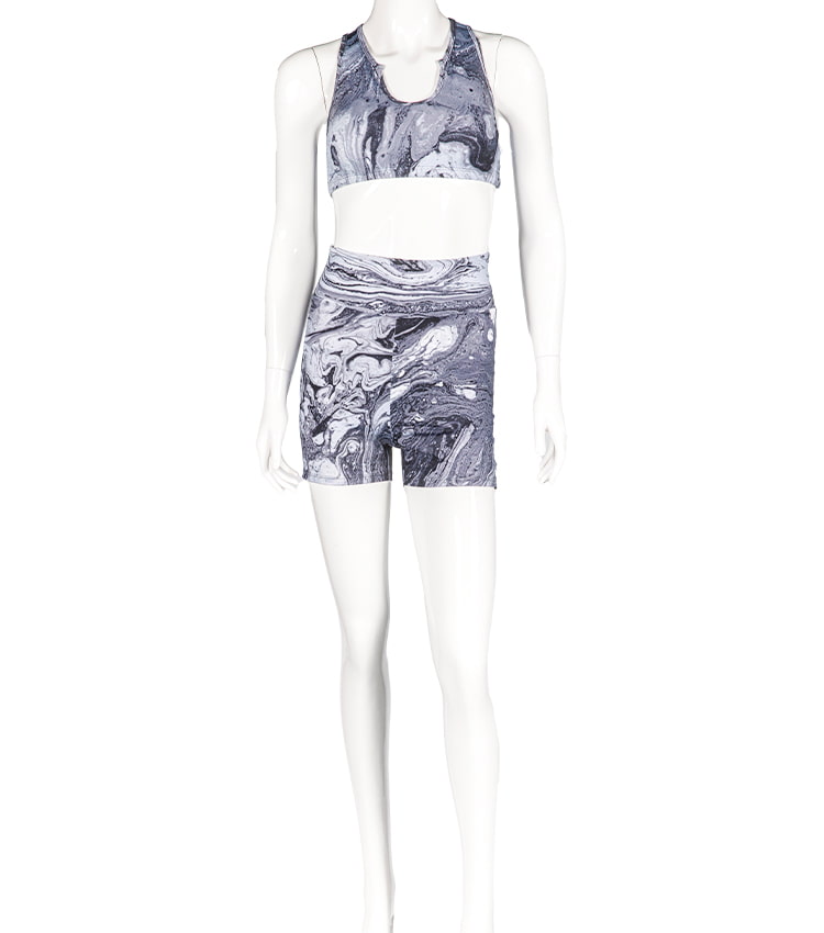 2 Parça set kadın batik yoga tayt spor seti sutyen spor yoga kıyafeti activewear
