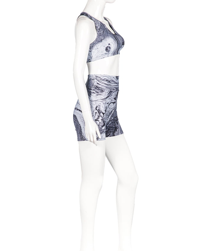 2 Parça set kadın batik yoga tayt spor seti sutyen spor yoga kıyafeti activewear